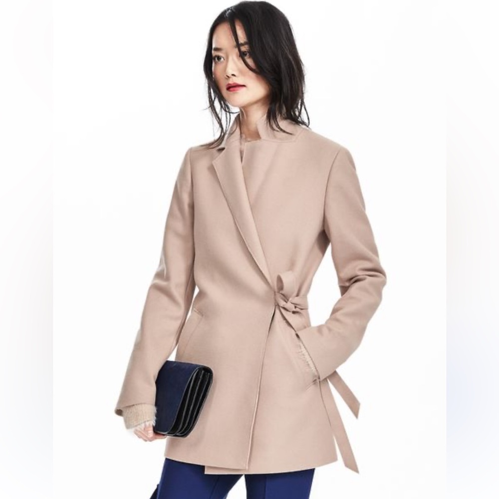Banana Republic NWOT Pink Italian Wool Nova Fides Wrap Jacket XL